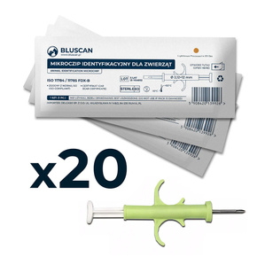 Zestaw [20 szt.] Mikroczip / Czip RFID Bluscan 12mm Standard – Pakiet Zbiorczy