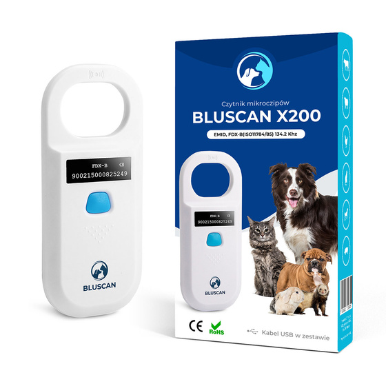 RFID Microchip Reader Bluscan X200 (ISO FDX-B) – Handheld Pet Scanner for Dogs & Cats