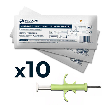 Mikroczip / Czip RFID Bluscan 12mm Standard – Zestaw [10 szt.] 